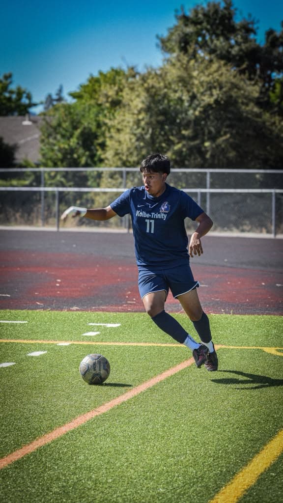 Chasing down a ball in open space.