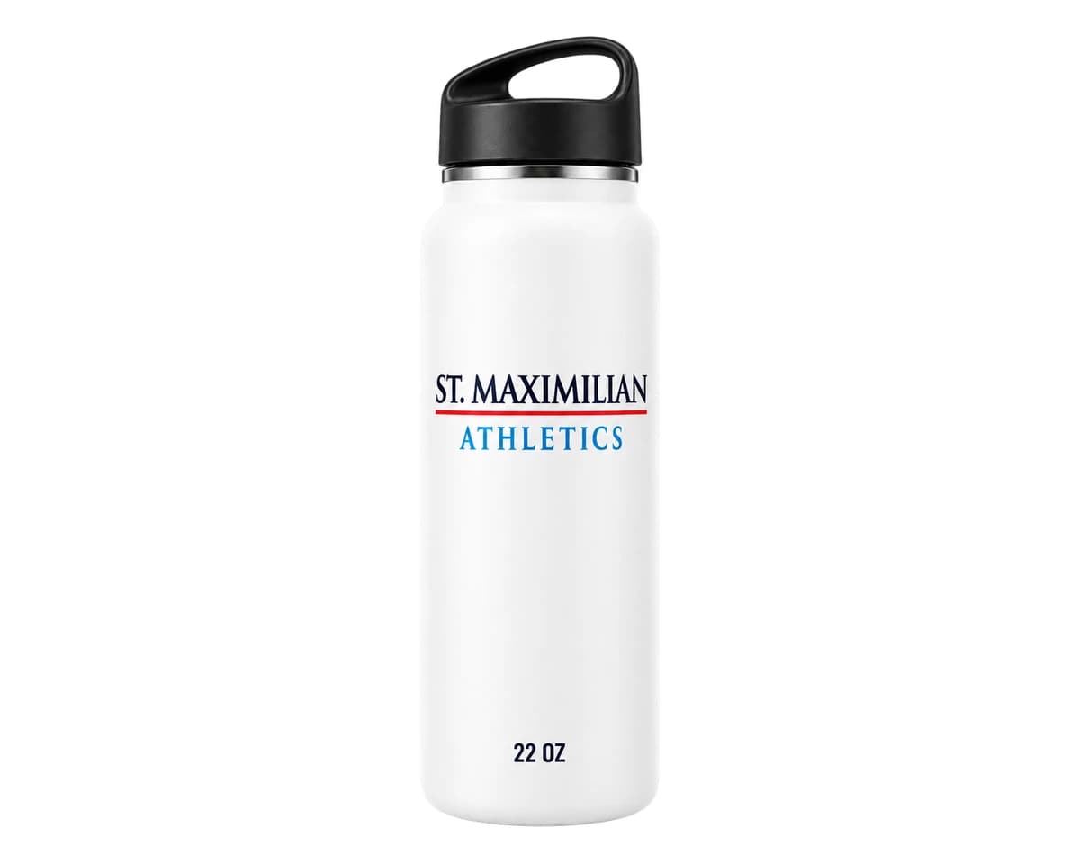 St. Maximilian Athletics 22 oz Insulated Water Bottle — White