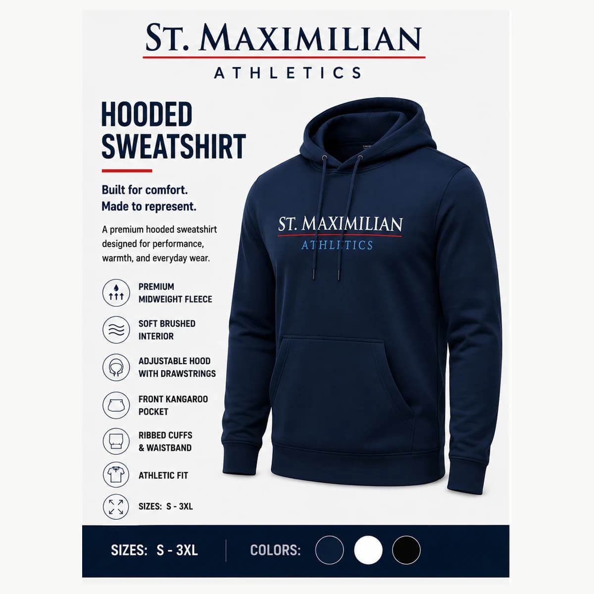 St. Maximilian Athletics Hooded Sweatshirt