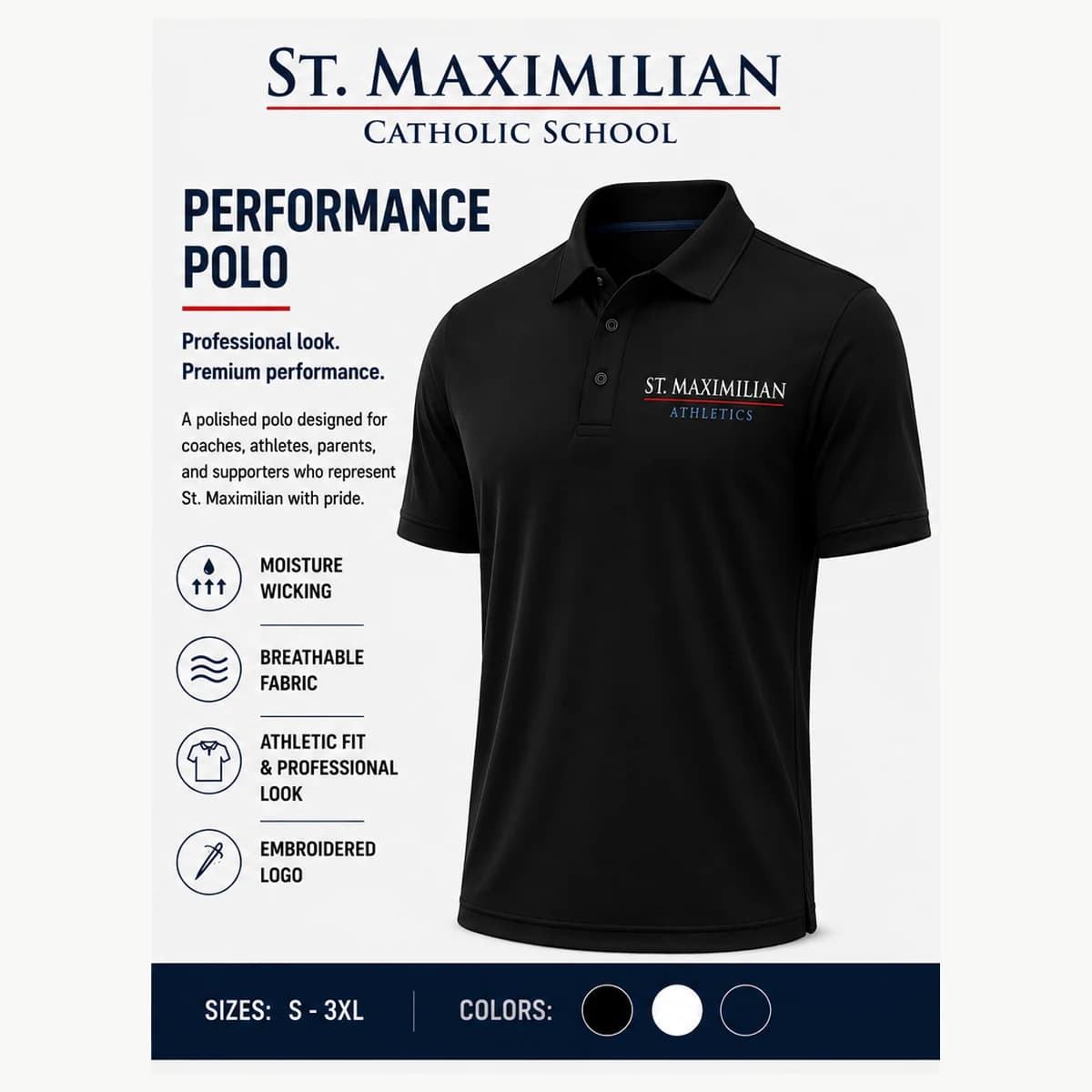 St. Maximilian Athletics Performance Polo