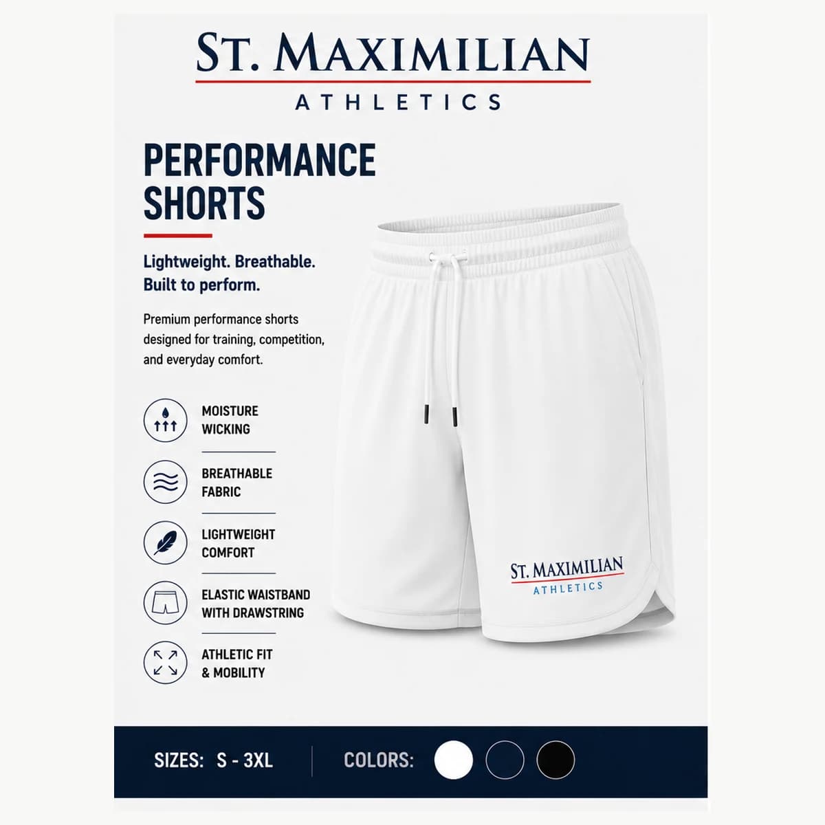 St. Maximilian Athletics Performance Shorts