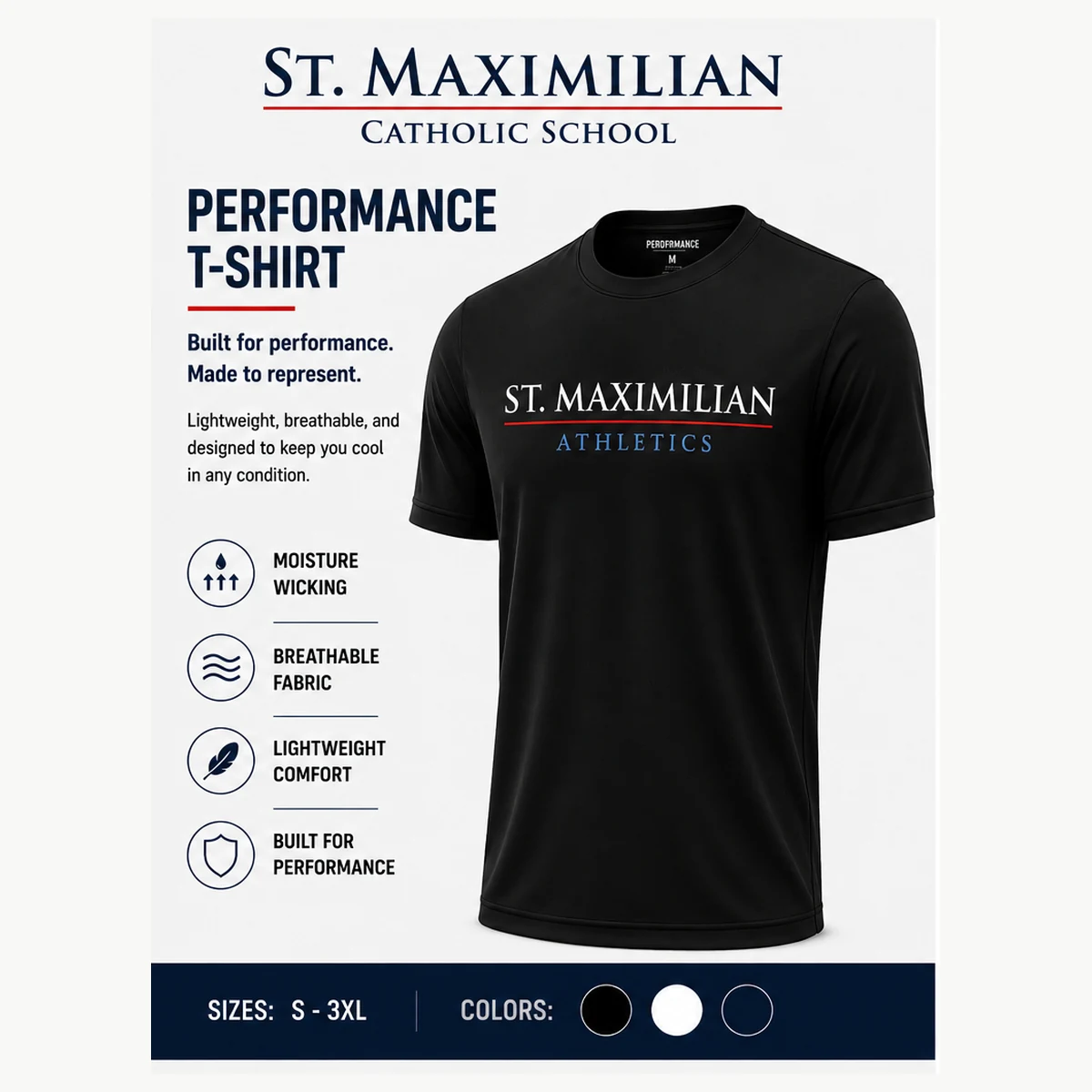 St. Maximilian Athletics Performance T-Shirt